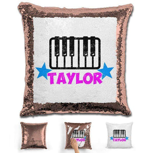 Piano Personalized Magic Sequin Pillow Pillow GLAM Rose Gold Pink 