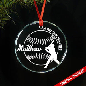 Softball And Baseball (CUSTOM) Premium Engraved Ornament ZLAZER Baseball 