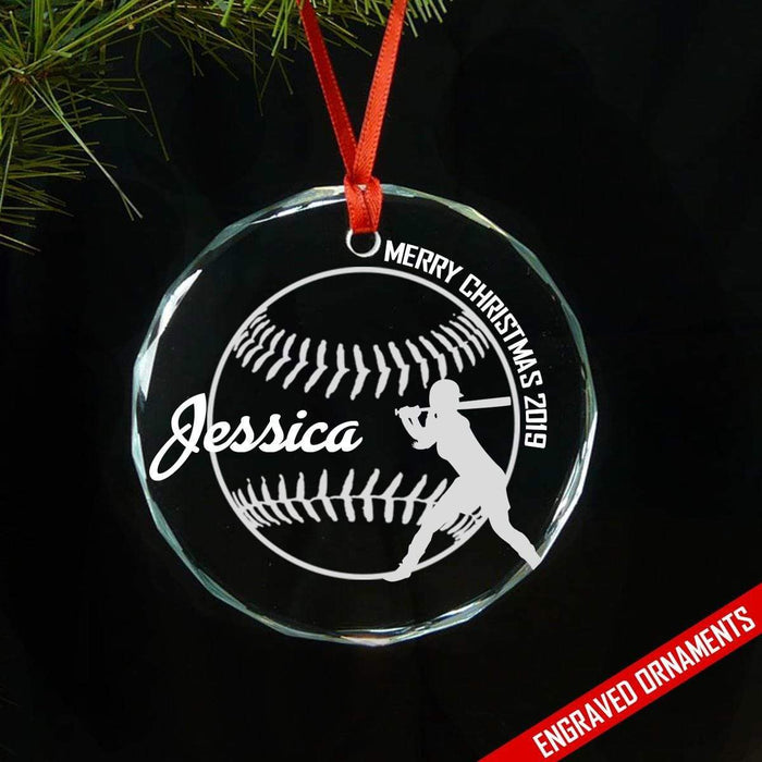 Softball And Baseball (CUSTOM) Premium Engraved Ornament ZLAZER Softball 