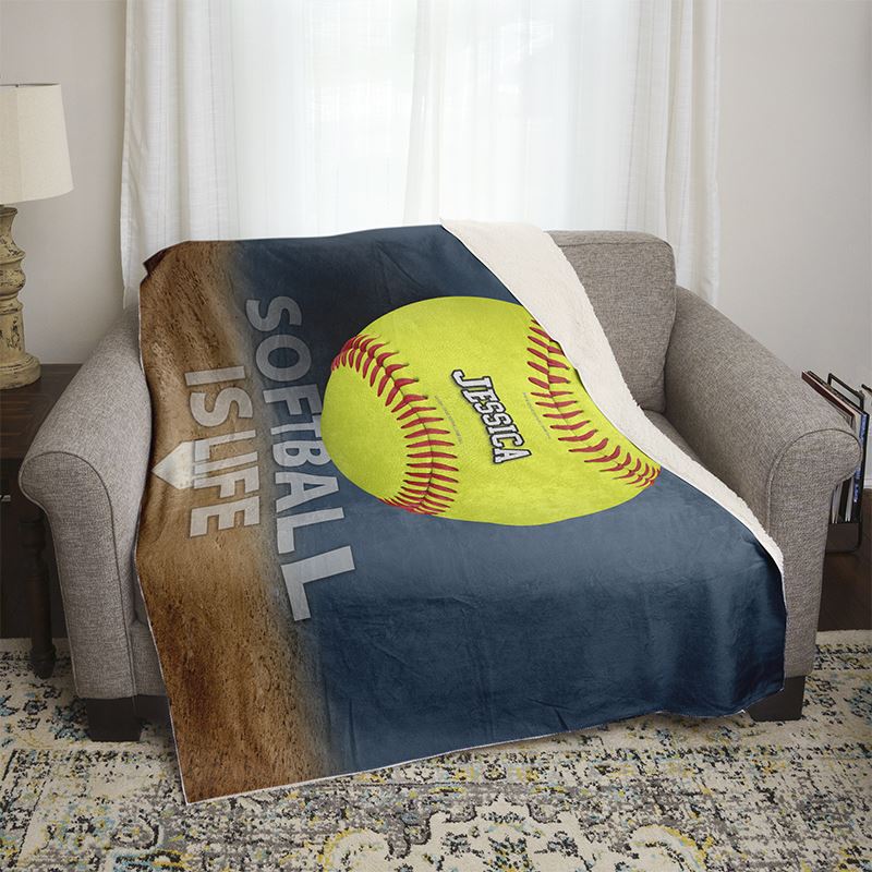 Personalized Softball & Baseball is Life Blankets