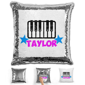 Piano Personalized Magic Sequin Pillow Pillow GLAM Silver Pink 