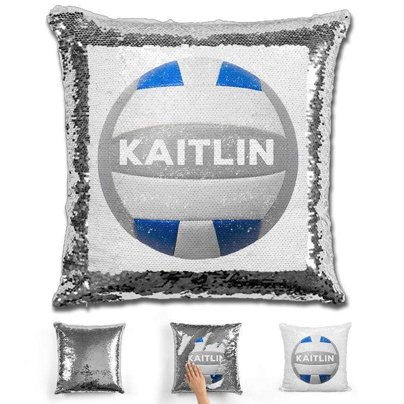Volleyball Personalized Magic Sequin Pillow Pillow GLAM Silver 