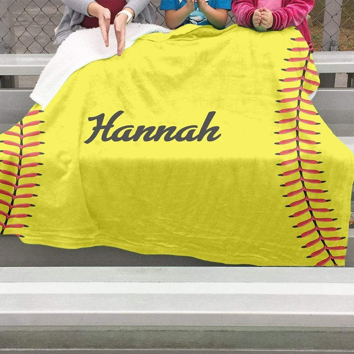 Softball Personalized Sherpa Blanket Blankets Lemons Are Blue 