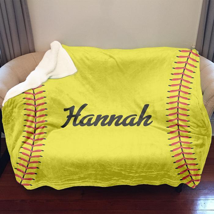 Softball Personalized Sherpa Blanket Blankets Lemons Are Blue 50"x60" Sherpa 