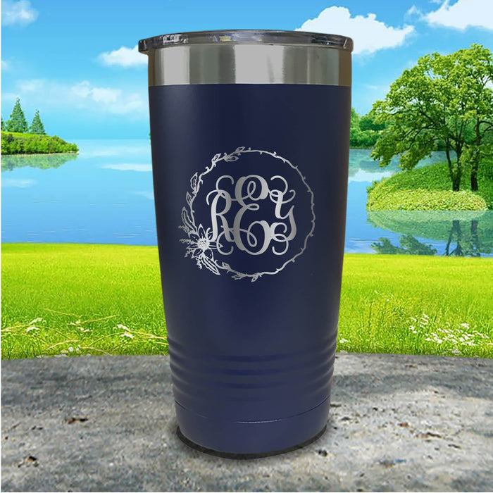 Sunflower Monogram Personalized Engraved Tumbler