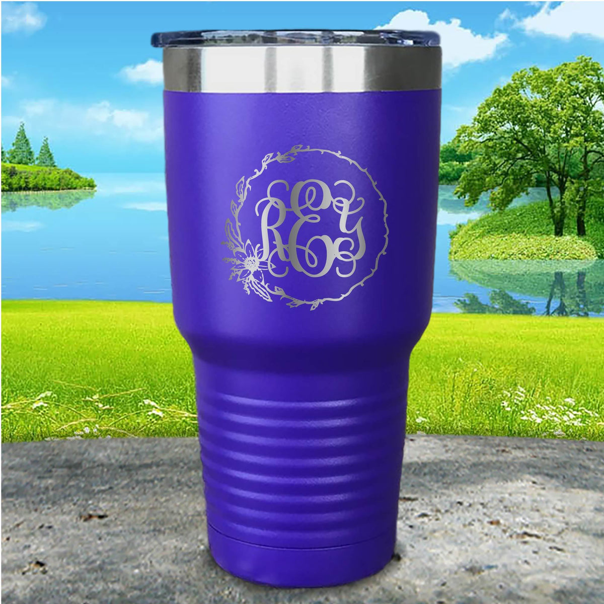 Sunflower Tumbler and Engraved Script Name - 20oz Hot Tumbler with