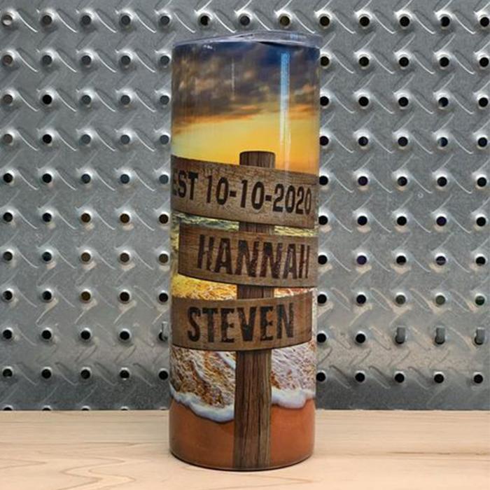 Sunset Beach Personalized Full Wrap Tumbler