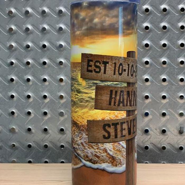 Sunset Beach Personalized Full Wrap Tumbler