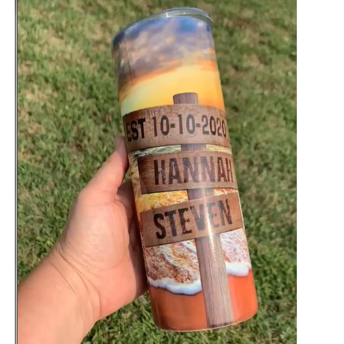 Sunset Beach Personalized Full Wrap Tumbler