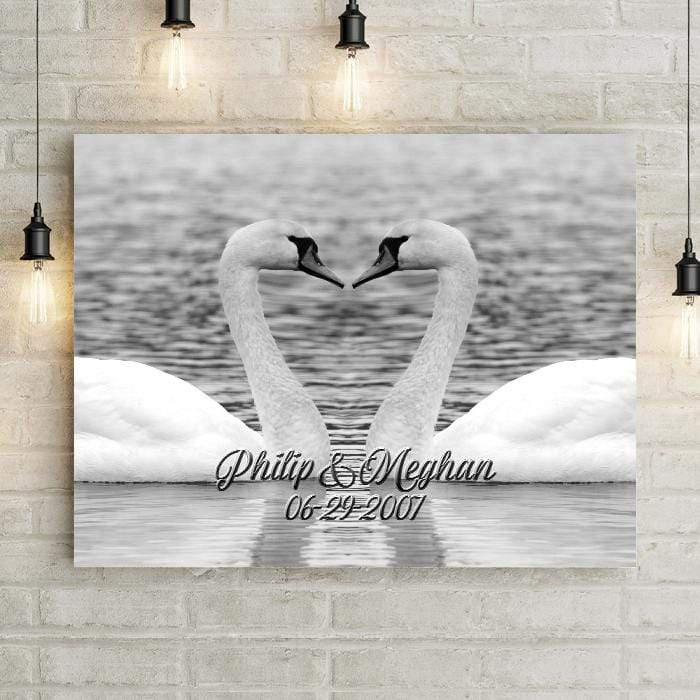 Swan Love Personalized Premium Canvas-LemonsAreBlue