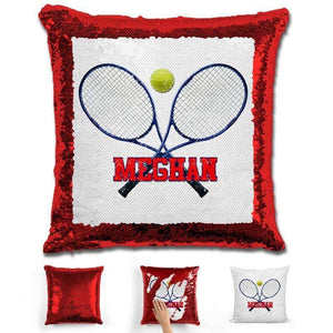 Tennis Personalized Magic Sequin Pillow Pillow GLAM Red Red 