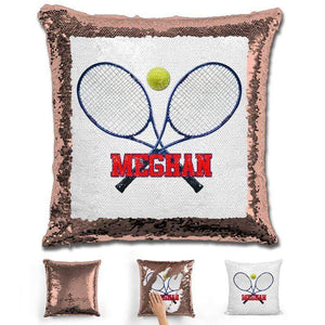 Tennis Personalized Magic Sequin Pillow Pillow GLAM Rose Gold Red 