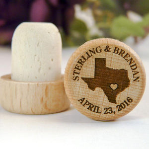 Texas Personalized Wine Corks, Premium Texas Wedding Favors