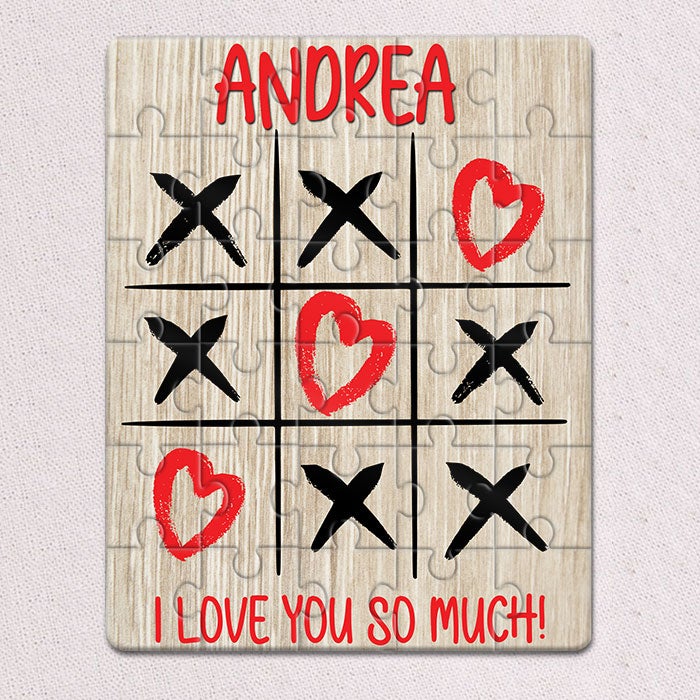 Personalized Valentines Day Tic Tac Toe Jigsaw Puzzles