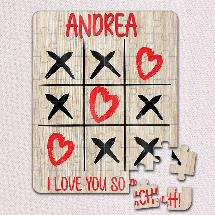 Personalized Valentines Day Tic Tac Toe Jigsaw Puzzles