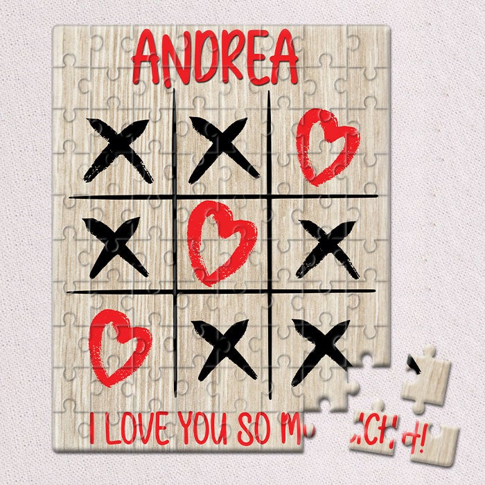 Personalized Valentines Day Tic Tac Toe Jigsaw Puzzles