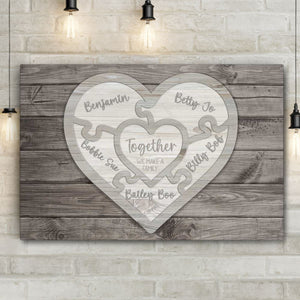 Mom We Love you to Pieces Heart Puzzle Sign - Personalized Canvas Wall Art