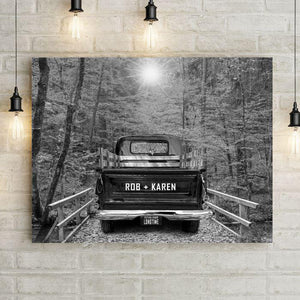 Custom Vintage Truck Wall Art Personalized Canvas Print with Names