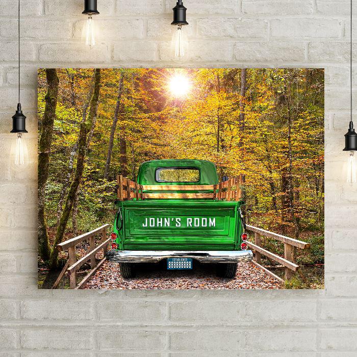 Custom Vintage Truck Wall Art Personalized Canvas Print with Names