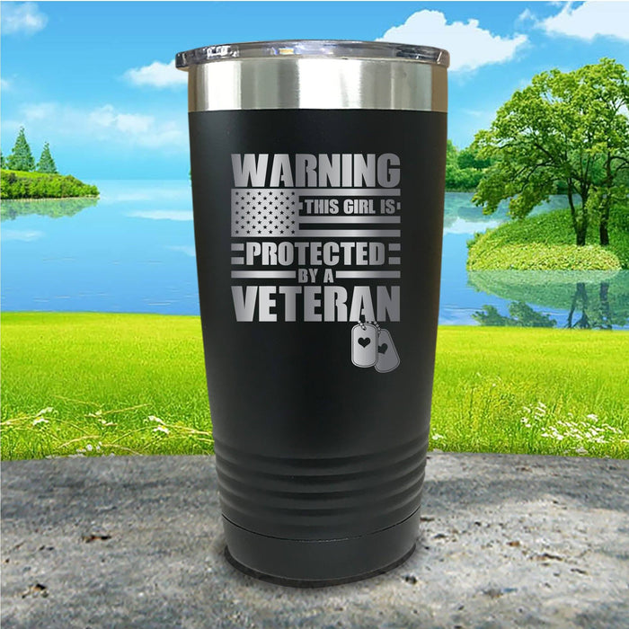 Warning Protected By Veteran Engraved Tumbler