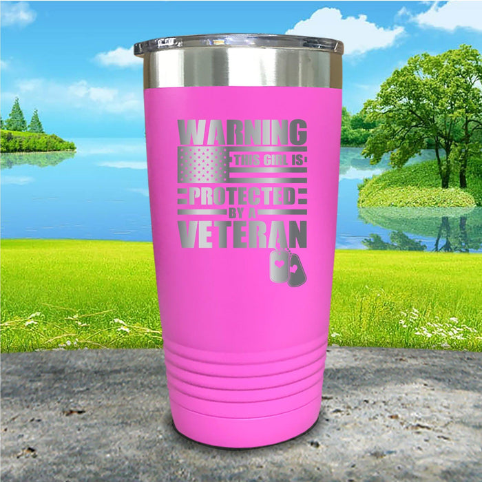 Warning Protected By Veteran Engraved Tumbler