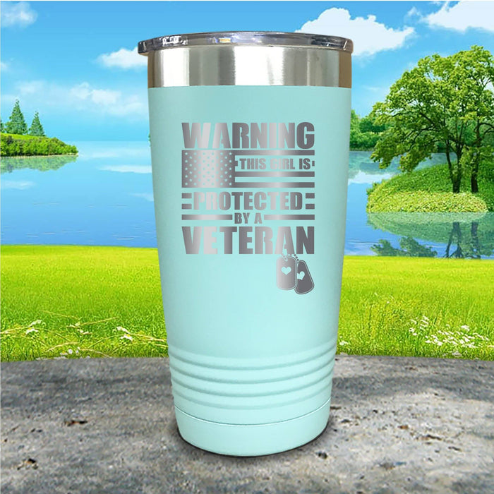 Warning Protected By Veteran Engraved Tumbler