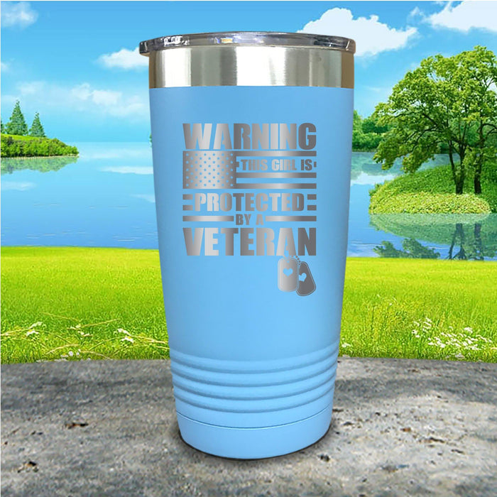 Warning Protected By Veteran Engraved Tumbler
