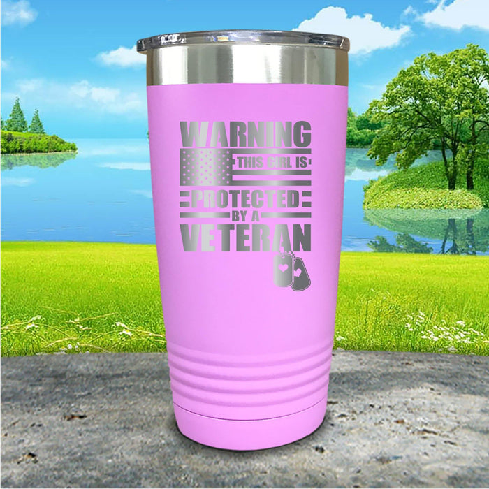 Warning Protected By Veteran Engraved Tumbler