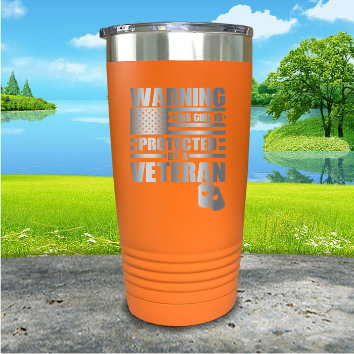 Warning Protected By Veteran Engraved Tumbler