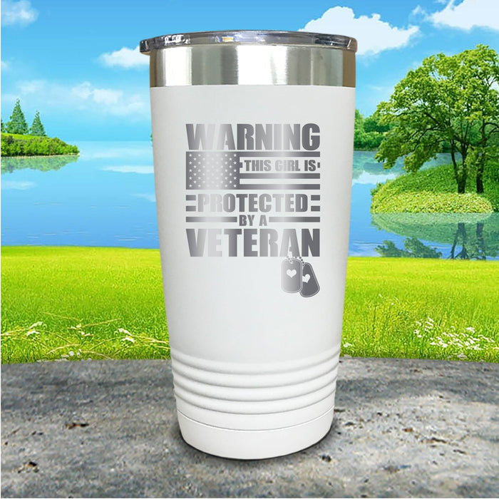 Warning Protected By Veteran Engraved Tumbler