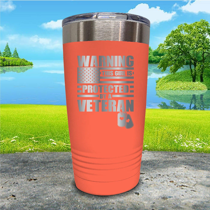 Warning Protected By Veteran Engraved Tumbler