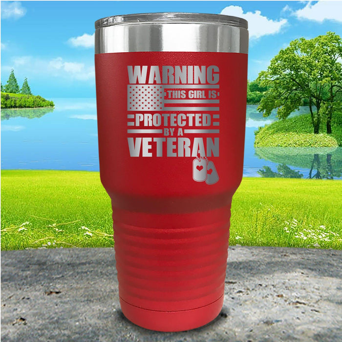 Warning Protected By Veteran Engraved Tumbler
