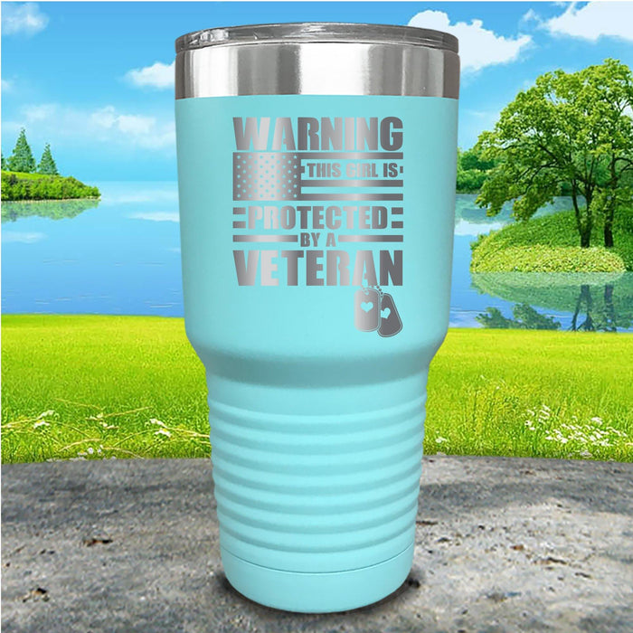 Warning Protected By Veteran Engraved Tumbler