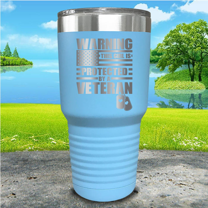 Warning Protected By Veteran Engraved Tumbler