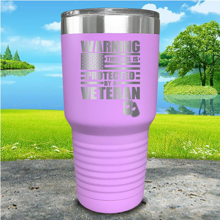 Warning Protected By Veteran Engraved Tumbler
