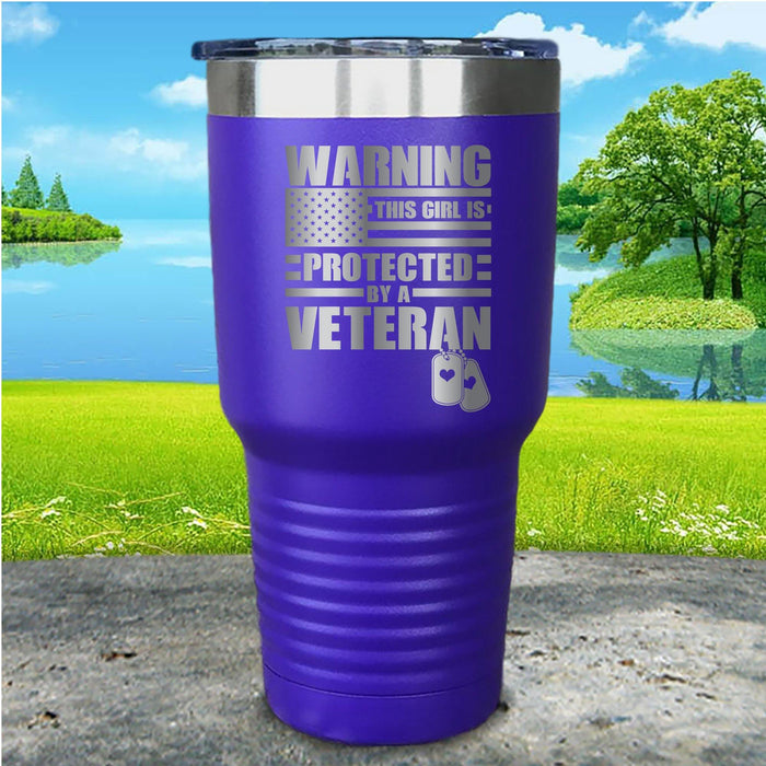 Warning Protected By Veteran Engraved Tumbler