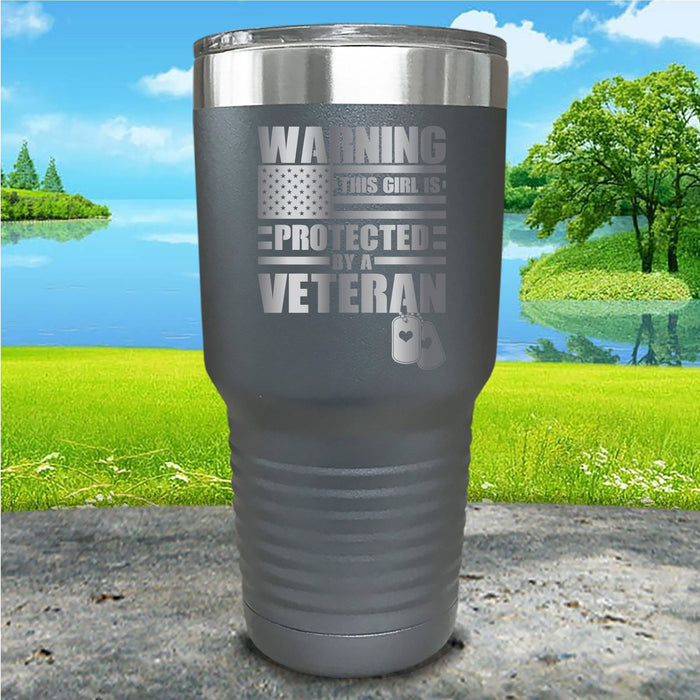 Warning Protected By Veteran Engraved Tumbler