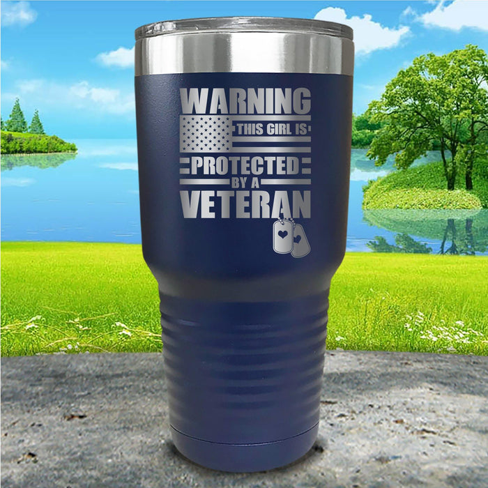 Warning Protected By Veteran Engraved Tumbler