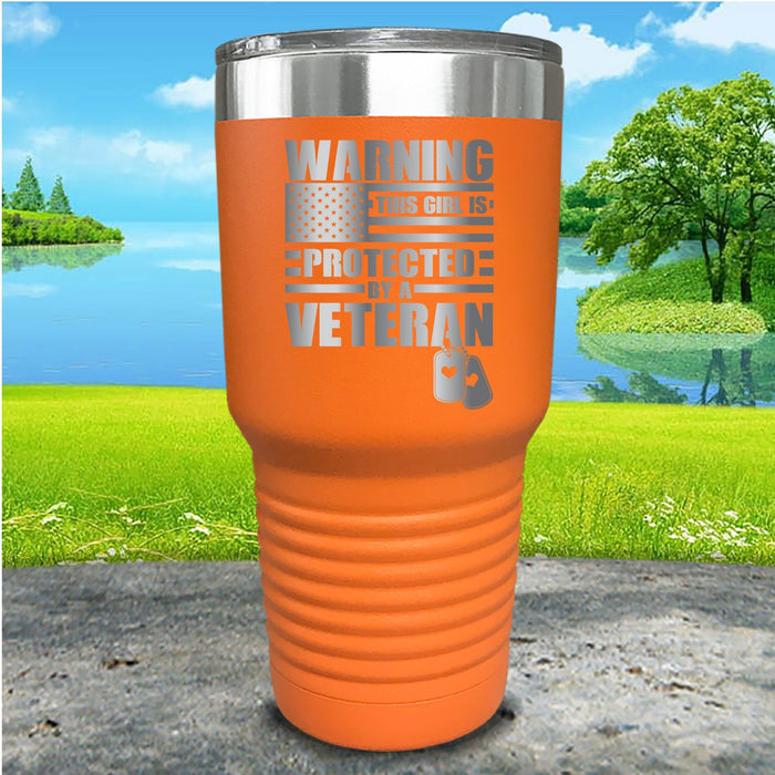 Warning Protected By Veteran Engraved Tumbler