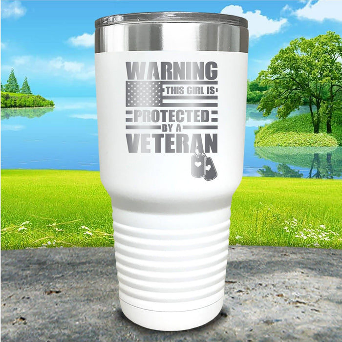 Warning Protected By Veteran Engraved Tumbler