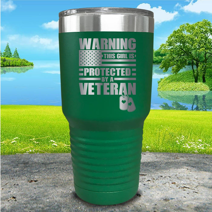 Warning Protected By Veteran Engraved Tumbler