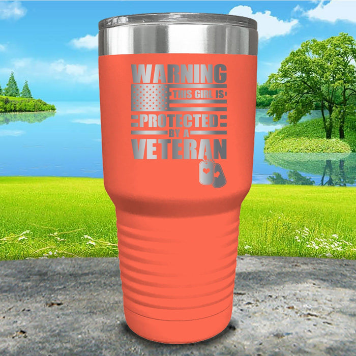 Warning Protected By Veteran Engraved Tumbler