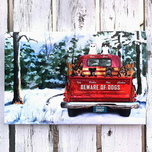 Vintage Truck Wall Decor Canvas with Personalized Pet Dogs & Cats
