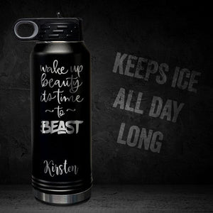 WAKE-UP-BEAUTY-TIME-TO-BEAST-PERSONALIZED-32-OZ-VACUUM-INSULATED-SPORT-BOTTLE-MOTIVATIONAL-WORKOUT-GYM-QUOTE-BLACK