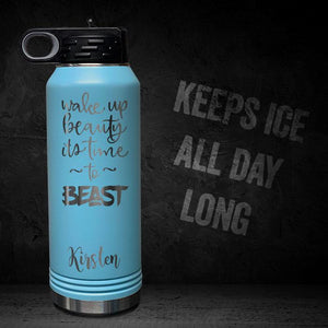 WAKE-UP-BEAUTY-TIME-TO-BEAST-PERSONALIZED-32-OZ-VACUUM-INSULATED-SPORT-BOTTLE-MOTIVATIONAL-WORKOUT-GYM-QUOTE-LTBLUE