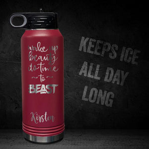 WAKE-UP-BEAUTY-TIME-TO-BEAST-PERSONALIZED-32-OZ-VACUUM-INSULATED-SPORT-BOTTLE-MOTIVATIONAL-WORKOUT-GYM-QUOTE-MAROON