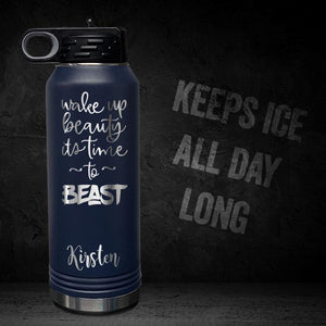 WAKE-UP-BEAUTY-TIME-TO-BEAST-PERSONALIZED-32-OZ-VACUUM-INSULATED-SPORT-BOTTLE-MOTIVATIONAL-WORKOUT-GYM-QUOTE-NAVY