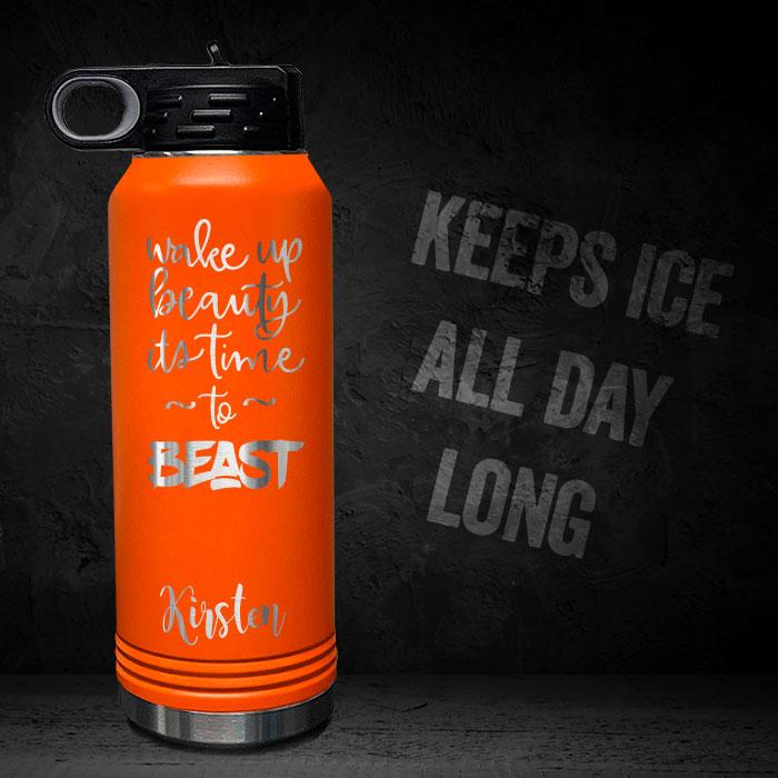 WAKE-UP-BEAUTY-TIME-TO-BEAST-PERSONALIZED-32-OZ-VACUUM-INSULATED-SPORT-BOTTLE-MOTIVATIONAL-WORKOUT-GYM-QUOTE-ORANGE