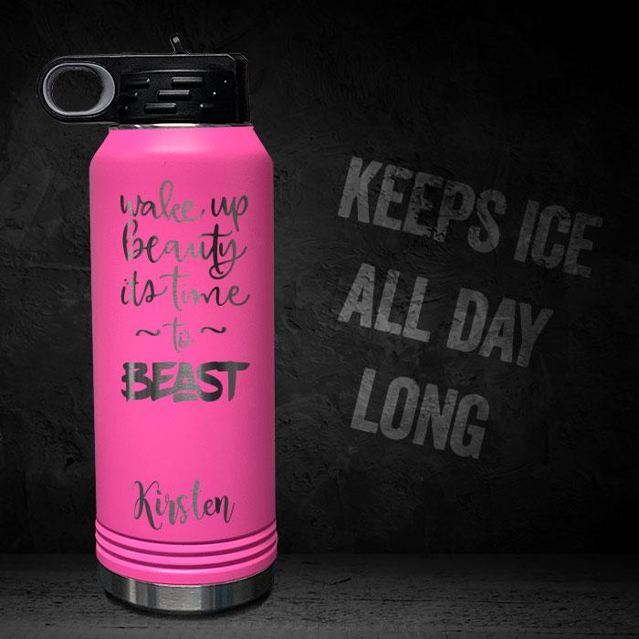 WAKE-UP-BEAUTY-TIME-TO-BEAST-PERSONALIZED-32-OZ-VACUUM-INSULATED-SPORT-BOTTLE-MOTIVATIONAL-WORKOUT-GYM-QUOTE-PINK