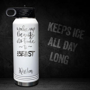 WAKE-UP-BEAUTY-TIME-TO-BEAST-PERSONALIZED-32-OZ-VACUUM-INSULATED-SPORT-BOTTLE-MOTIVATIONAL-WORKOUT-GYM-QUOTE-WHITE